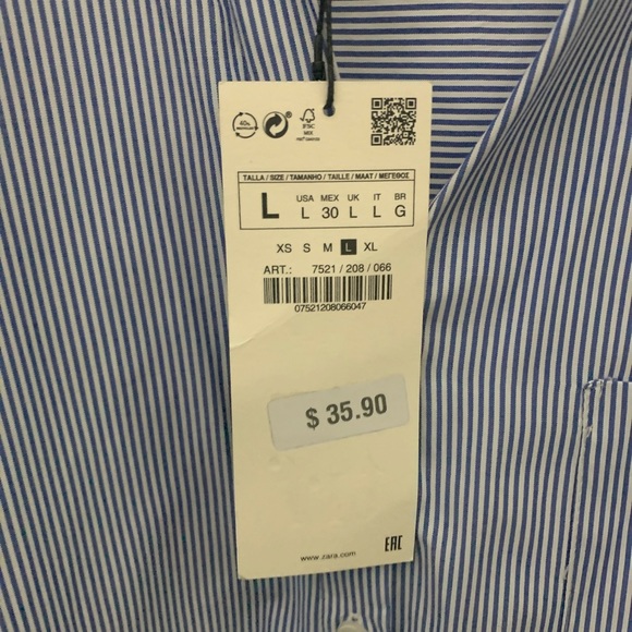 Zara TRF Shirt Dress- Blue and white stripe NWT - Picture 3 of 3